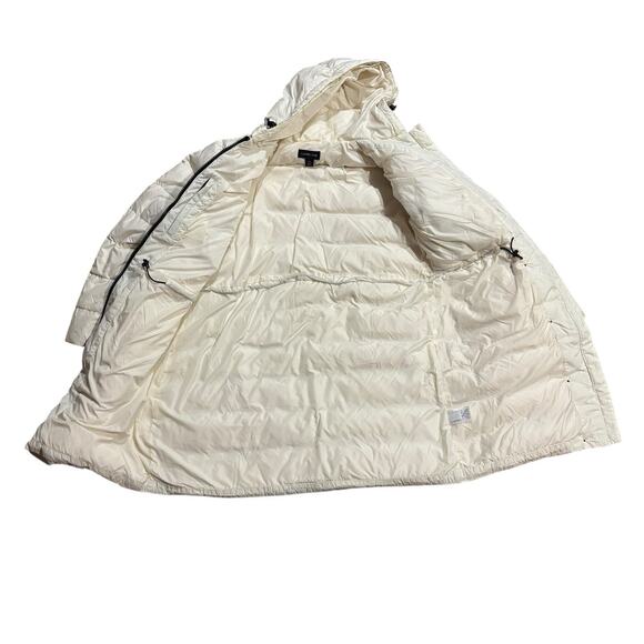 Lands' End Women's Down Commuter Parka Coat Ivory Hooded Puffer Size Large Warm! - Picture 10 of 13
